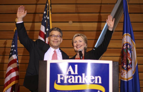 Hillary Clinton joined U.S. Senate candidate Al Franken at a rally at the University of Minnesota's McNamara Alumni Center Tuesday afternoon.