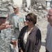 Sen. Amy Klobuchar with Sen. George LeMieux, R-Floa., amidst the rubble of the Cathedral that collapsed in the eartquake that hit Port-au-Prince.