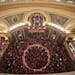 A view from the Capitol dome is seen as thousands rally inside of the State Capitol and jam the doors leading to the Senate in Madison, Wisconsin, Thu