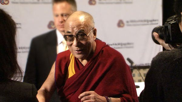 Dalai Lama press conference in Minneapolis