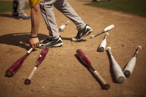 A Gophers baseball player selected a bat during practice Wednesday afternoon at Siebert Field.