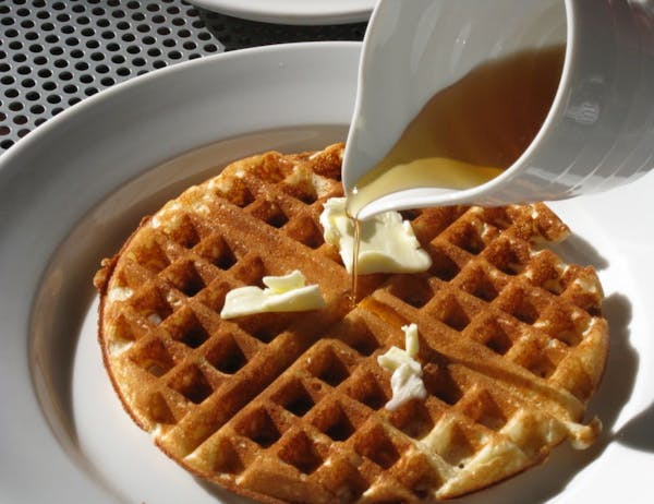 Overnight waffles aren't complete without Minnesota-made maple syrup.