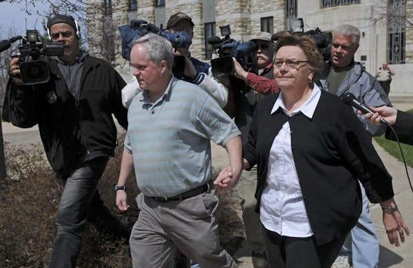 William Melchert-Dinkel leaves Rice County Courthouse In Fairbault, Mn. with his wife Joyce Melchert-Dinkel , after being sentenced by District Judge 