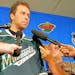 After being traded from the San Jose Sharks, Dany Heatley greeted the media for the first time as a member of the Wild on Monday at Xcel Energy Center
