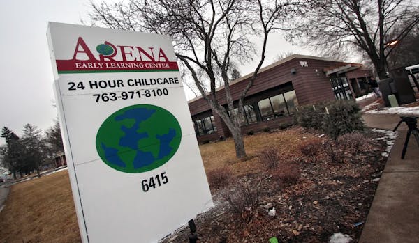 The doors were locked at the Arena Early Learning Center in Brooklyn Center Wednesday. The child care center, with a long history of regulatory proble