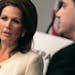 U.S. Rep. Michele Bachmann and state Sen. Sean Nienow, R-Cambridge, read statements regarding allegations of fraud in Minnesota Medicaid programs at t
