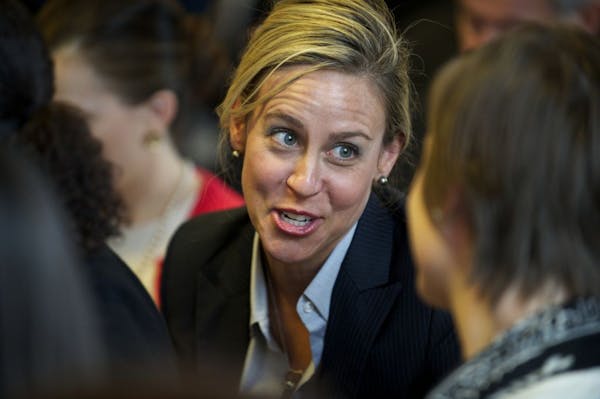 Cargill lobbyist Devry Boughner, talks to attendees during a panel to launch the U.S. Business Coalition for Trans-Pacific Partnership at a meeting in