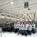 Edina hockey players posed for a group photo on the ice at Braemar Arena in 2008.