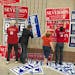 No convention would be complete without campaign workers. On this wall, they posted signs for GOP Senate hopefuls Kurt Bills, Pete Hegseth and Dan Sev