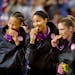 After devouring their final Olympics opponents and earning gold medals, Lynx players Seimone Augustus, Maya Moore and Lindsay Whalen mugged for photog