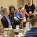 U.S. Rep. Michele Bachmann, R-Minn., visited with members of the Minnesota delegation during a breakfast in St. Petersburg, Fla., on Monday August 27,
