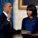 RETRANSMISSION OF NYT4 TO PROVIDE ALTERNATE CROP -- President Barack Obama is sworn in to his second term by Chief Justice John Roberts at the White H