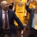 Screenshot from video posted to YouTube of Tubby Smith dancing after men's victory over Wisconsin, Feb. 14, 2013. Video courtesy Gopher men's basketba