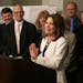 U.S. Rep. Michele Bachmann, flanked by key stakeholders from across Minnesota's Sixth District, spoke during a news conference about 4- to 6-lane expa