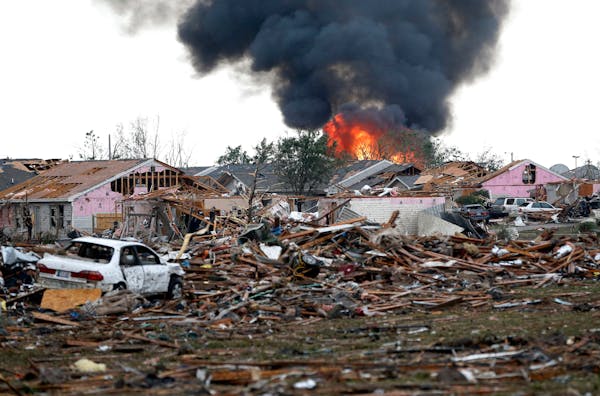 House burns after massive Oklahoma tornado