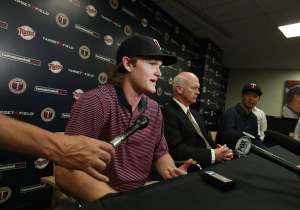 With General Manager Terry Ryan looking on, Kohl Stewart, the Twins’ first-round draft pick earlier this month, answered questions Wednesday. The ri