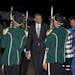 President Barack Obama and first lady Michelle Obama arrive at Waterkloof Air Base, Friday, June 28, 2013, in Centurion, South Africa. The president i