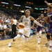 Seimone Augustus, with the Sparks' Candace Parker defending, drove to the basket during the first half at Target Center on Wednesday, September 4, 201