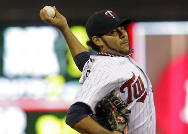 Minnesota Twins pitcher Pedro Hernandez throws against the Cleveland Indians in the first inning of a baseball game, Friday, Sept. 27, 2013, in Minnea