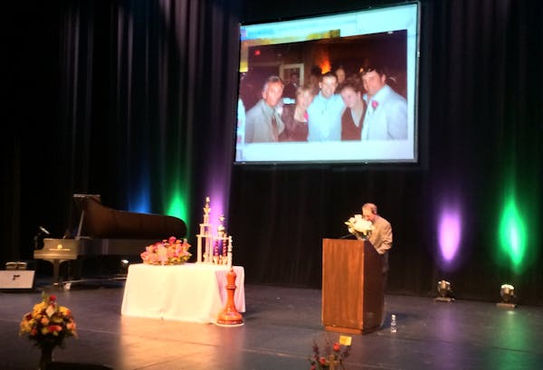 Brian Ribnick, Anarae Schunk’s junior high school chess coach, mentor and friend, spoke at a celebration of her life Sunday at the Burnsville Perfor