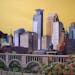 Artwork, - " Minneapolis skyline" by paper artist Raju Lamichhane, of Hopkins, Minn.