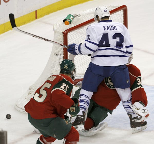 Maple Leafs center Nazem Kadri collided with Wild goalie Niklas Backstrom in the first period on Wednesday. Backstrom was injured on the play and Kadr