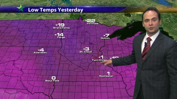 Afternoon forecast: A return to double-digit below zero tonight
