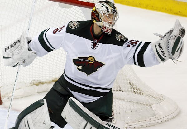 At the Wild game against Nashville, goalie Darcy Kuemper(35) makes a save.