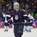 USA forward Patrick Kane skates off the ice after the USA lost 5-0 to Finland in the men's bronze medal ice hockey game at the 2014 Winter Olympics, S
