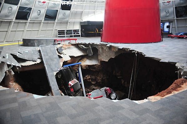 Sinkhole collapses part of Corvette Museum