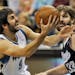 Wolves Ricky Rubio drove around the defense of Kings Aaron Gay.