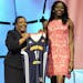 Stanford’s Chiney Ogwumike held up a Connecticut Sun jersey with WNBA President Laurel J. Richie after being taken with the top overall pick in Mond