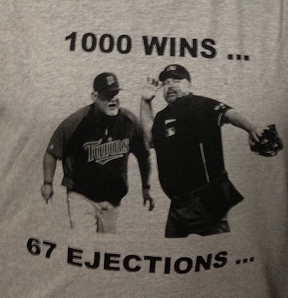 After Ron Gardenhire won his 1,000th game Saturday in Cleveland, T-shirts were handed out to his players and staff to commemorate the day.