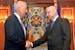 U.S. Vice President Joe Biden, left, is greeted by Oleksandr Turchynov, the acting Ukrainian prime minister and president, Tuesday, April 22, 21014 in