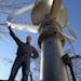 Jay Nygard has erected a wind turbine that resembles a huge egg beater at the rear of his house on Lake Minnetonka in Orono. His effort to go green ha