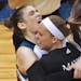 Lindsay Whalen, left, celebrated with teammate Lindsey Moore at the end of the game.