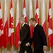 Canadian Prime Minister Stephen Harper, left, meets with Polish Prime Minister Donald Tusk at the Chancellery of the Polish Prime Minister in Warsaw, 