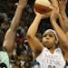 Maya Moore rose for two of her 30 points Saturday against New York.