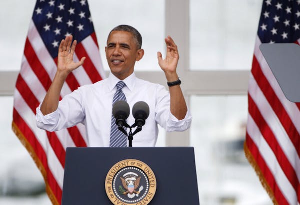 President Obama delivers and address on the economy at Lake Harriet in Minneapolis on Friday morning, June 27, 2014.