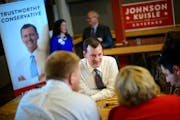 Jeff Johnson, at a July 8 fundraiser at Day Block Brewing in Minneapolis, is looking at high stakes in the Aug. 12 primary.