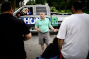 Scott Honour, one of four serious contenders in the GOP primary for governor, greeted people along the parade route at the Granite City Days parade in