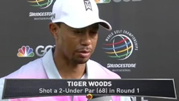 Tiger Woods talks about opening-round 68