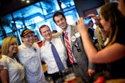 Jeff Johnson greeted supporters at a fundraiser at the Day Block Brewing Co in Minneapolis in July.