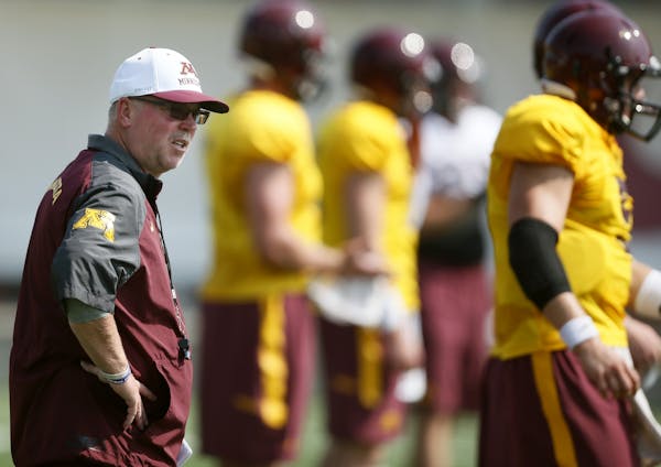 Coach Jerry Kill during Gopher football practice at the University of Minnesota on Aug. 3.