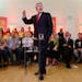 Former Prime Minister Gordon Brown delivers a speech during a campaign event at Clydebank Town Hall in Scotland, Tuesday, Sept. 16, 2014. The two side