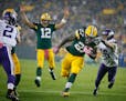 Green Bay Packers running back Eddie Lacy (27) ran pass Minnesota Vikings strong safety Robert Blanton (36) for a third quarter touchdown. The Minneso