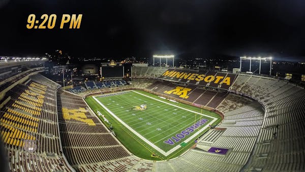 Stadium time lapse shows changeover from Gophers to Vikings