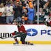 Wild's Marco Scandella celebrated scoring the first goal during the first period. ] (KYNDELL HARKNESS/STAR TRIBUNE) kyndell.harkness@startribune.com T