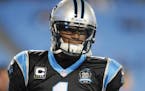 Carolina Panthers quarterback Cam Newton (1) is shown prior to an NFL football game against the New Orleans Saints in Charlotte, N.C., Thursday, Oct. 