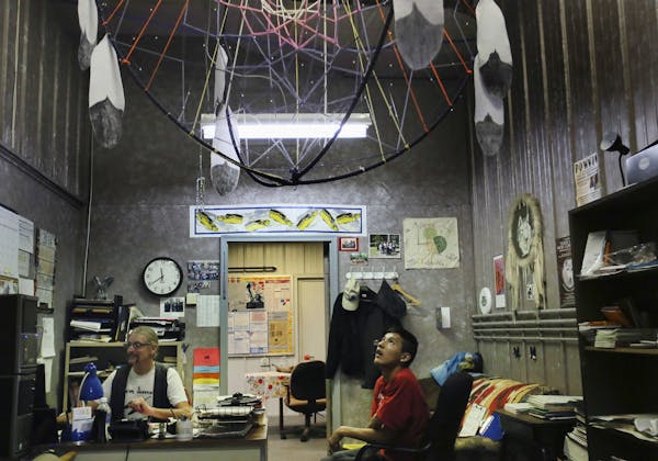 Randall Kingbird, a junior at the Bug-O-Nay-Ge-Shig High School on the Leech Lake Indian Reservation in northern Minnesota, sits in the office of coun